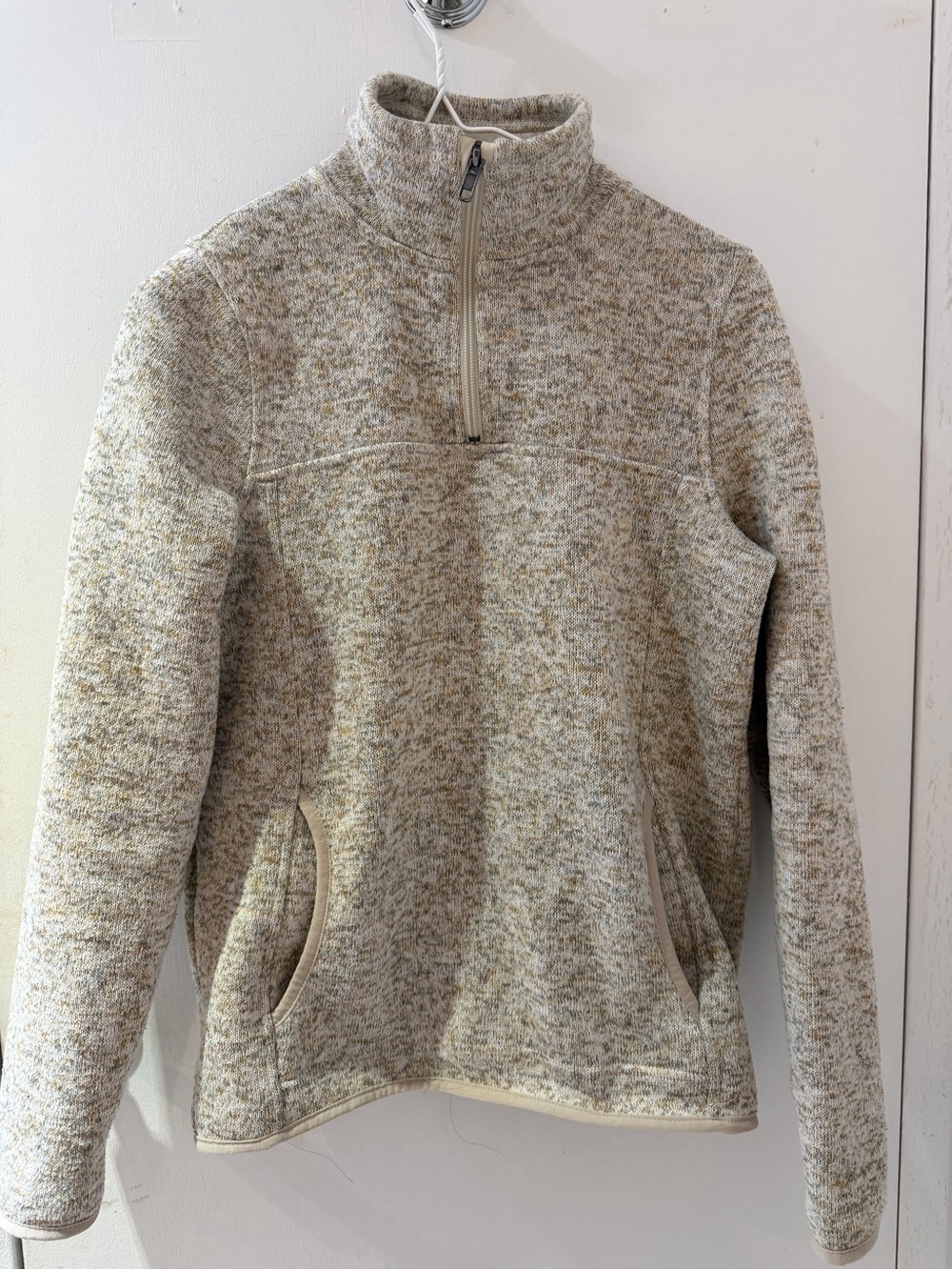 Thread & Supply women’s Heathered Cream Quarter-Zip Sweater